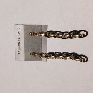 Unisex Earrings Silvertone  & Black links